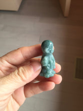 Load image into Gallery viewer, 100% Natural green/blue/gray/black Guatemala jadeite Jade little monkey with ingot desk decor/worry stone PF8