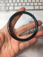 Load image into Gallery viewer, 58.8mm Type A 100% Natural icy black(冰乌鸡) blue gray Guatemala Slim Round Cut Jadeite Bangle PJ153-1373
