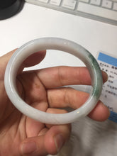 Load image into Gallery viewer, 52mm certified type A 100% Natural green/white oval jadeite jade bangle BK125-0256