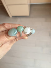 Load image into Gallery viewer, 100% natural type A icy watery green dark green four-prong jadeite jade ring group AA89