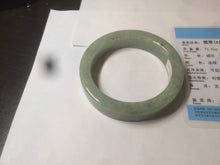 Load image into Gallery viewer, 55.7mm certified type A 100% Natural light green/gray square style Jadeite Jade bangle AX100-1500