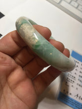 Load image into Gallery viewer, 57mm certified 100% natural type A sunny green/white jadeite jade bangle BN100-7706