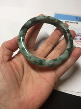 Load image into Gallery viewer, 59.5mm Certified Type A 100% Natural dark green gray black camouflage color Jadeite bangle PD139-6273