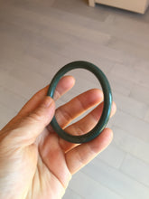 Load image into Gallery viewer, 55mm Certified Type A 100% Natural dark green blue gray black with flying snow slim round cut Guatemala Jadeite bangle PJ8-4324