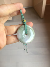 Load image into Gallery viewer, 37mm Type A 100% Natural light green purple Jadeite Jade Safety Guardian Button donuts pendant PA108