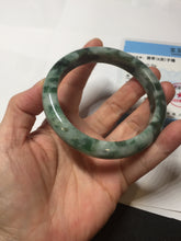 Load image into Gallery viewer, 59.5mm Certified Type A 100% Natural dark green gray black camouflage color Jadeite bangle PD139-6273
