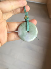 Load image into Gallery viewer, 37mm Type A 100% Natural light green purple Jadeite Jade Safety Guardian Button donuts pendant PA108