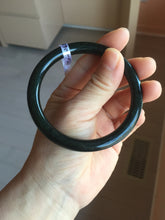 Load image into Gallery viewer, 58.6mm Certified type A 100% Natural dark green black MoCui(墨翠) round cut Jadeite bangle PC150-0687