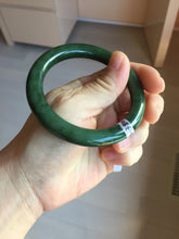Load image into Gallery viewer, 54.9mm certified 100% Natural dark green/black nephrite (碧玉) bangle HT168-1-3845