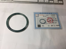 Load image into Gallery viewer, 56.3mm Certified Type A 100% Natural icy watery dark green/blue/gray/black slim Guatemala Jadeite bangle PJ155-0662
