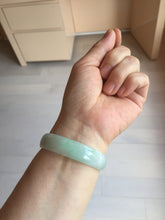 Load image into Gallery viewer, 51.6mm Certified Type A 100% Natural sunny green light green white thin Jadeite Jade bangle BS120-1581
