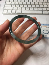 Load image into Gallery viewer, 56.3mm Certified Type A 100% Natural icy watery dark green/blue/gray/black slim Guatemala Jadeite bangle PJ155-0662
