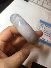 Load image into Gallery viewer, 59mm Certified Type A 100% Natural light purple white chubby broad style Jadeite Jade bangle BM98-4481