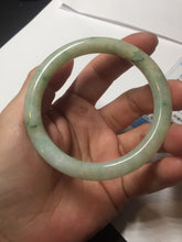 Load image into Gallery viewer, 54mm Certified Type A 100% Natural fresh light green yellow with sunny green flying flowers round cut Jadeite Jade bangle C91-2827
