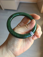 Load image into Gallery viewer, 54.9mm certified 100% Natural dark green/black nephrite (碧玉) bangle HT168-2-3910
