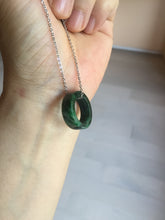 Load image into Gallery viewer, 100% natural type A dark green/sunny green/black jadeite jade band ring PB222