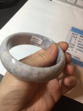 Load image into Gallery viewer, 59mm Certified Type A 100% Natural light purple white chubby broad style Jadeite Jade bangle BM98-4481