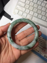 Load image into Gallery viewer, 56mm certified 100% natural Type A light green/white with green floating flowers round cut jadeite jade bangle BS92-6607