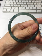 Load image into Gallery viewer, 56.3mm Certified Type A 100% Natural icy watery dark green/blue/gray/black slim Guatemala Jadeite bangle PJ155-0662