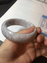 Load image into Gallery viewer, 59mm Certified Type A 100% Natural light purple white chubby broad style Jadeite Jade bangle BM98-4481