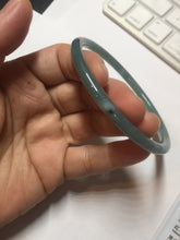 Load image into Gallery viewer, 63.6mm Certified Type A 100% Natural deep sea dark green/blue/gray slim round cut Guatemala Jadeite bangle PB5-7036
