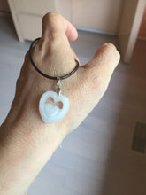 Load image into Gallery viewer, 100% Natural type A light green/white double hearts jadeite Jade pendant necklace PB221