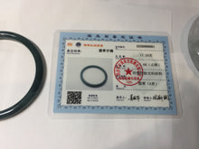 Load image into Gallery viewer, 56mm Certified Type A 100% Natural icy watery dark green/blue/gray/black slim Guatemala Jadeite bangle PJ156-0681