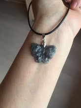Load image into Gallery viewer, 100% Natural type A black white Wuji(乌鸡) Jadeite Jade butterfly Midnight Bloom(暗夜之花) pendant PF4