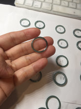 Load image into Gallery viewer, 16.9mm Size 6 1/2 100% natural type A dark green blue black gray Guatemala jadeite band ring group PE12