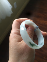 Load image into Gallery viewer, 52.5mm Certificated Type A100% green/white thin Jadeite Jade bangle F10-1164