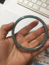 Load image into Gallery viewer, 63.6mm Certified Type A 100% Natural deep sea dark green/blue/gray slim round cut Guatemala Jadeite bangle PB5-7036