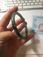 Load image into Gallery viewer, 56mm Certified Type A 100% Natural watermelon rind & Smoky Black-Gray(WuJi) Jadeite round cut Jadeite bangle AZ181-0513