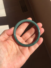 Load image into Gallery viewer, 55.4mm Certified Type A 100% Natural dark green blue gray black slim round cut Guatemala Jadeite bangle PJ14-4298