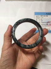 Load image into Gallery viewer, 55mm Certified Type A 100% Natural dark green black/white (black water and white mountains,白山黑水) Jadeite bangle PD140-6240