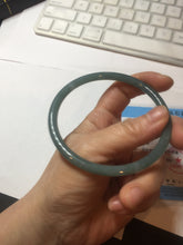 Load image into Gallery viewer, 63.6mm Certified Type A 100% Natural deep sea dark green/blue/gray slim round cut Guatemala Jadeite bangle PB5-7036