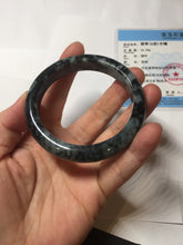 Load image into Gallery viewer, 56mm Certified Type A 100% Natural icy watery dark green/blue/gray/black slim Guatemala Jadeite bangle PJ156-0681