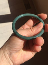 Load image into Gallery viewer, 55.4mm Certified Type A 100% Natural dark green blue gray black slim round cut Guatemala Jadeite bangle PJ14-4298