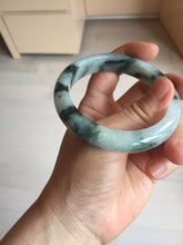 Load image into Gallery viewer, 56.4mm certified 100% natural Type A light green white with green floating flowers jadeite jade bangle BS123-7295