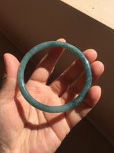 Load image into Gallery viewer, 60mm Certified Type A 100% Natural dark green blue gray black slim round cut Guatemala Jadeite bangle PJ13-4323