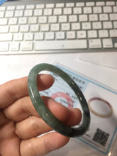 Load image into Gallery viewer, 56mm Certified Type A 100% Natural watermelon rind & Smoky Black-Gray(WuJi) Jadeite round cut Jadeite bangle AZ181-0513