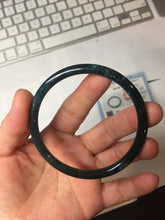 Load image into Gallery viewer, 57mm Type A 100% Natural icy black(冰乌鸡) blue gray Guatemala Slim Round Cut Jadeite Bangle PJ157-1371