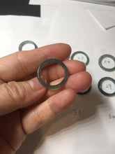 Load image into Gallery viewer, 16.9mm Size 6 1/2 100% natural type A dark green blue black gray Guatemala jadeite band ring group PE12