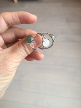 Load image into Gallery viewer, 100% natural type A icy watery green dark green four-prong jadeite jade ring group AA90