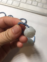 Load image into Gallery viewer, 100% natural type A light green/white carved flower with woven cord jadeite jade ring PC126