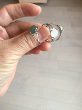 Load image into Gallery viewer, 100% natural type A icy watery green dark green four-prong jadeite jade ring group AA90