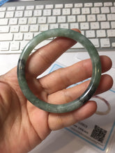 Load image into Gallery viewer, 56mm Certified Type A 100% Natural watermelon rind & Smoky Black-Gray(WuJi) Jadeite round cut Jadeite bangle AZ181-0513