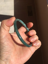 Load image into Gallery viewer, 61mm Certified Type A 100% Natural dark green blue gray black slim round cut Guatemala Jadeite bangle PJ12-9701