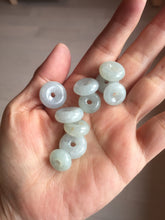 Load image into Gallery viewer, 12.6-16.2mm Type A 100% Natural icy watery light green blue purple white gray Jadeite Safety Guardian Button donuts pendant PF3