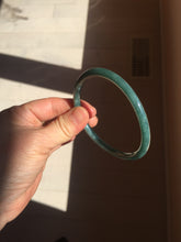 Load image into Gallery viewer, 61mm Certified Type A 100% Natural dark green blue gray black slim round cut Guatemala Jadeite bangle PJ12-9701