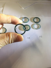 Load image into Gallery viewer, 16.9mm Size 6 1/2 100% natural type A dark green blue black gray Guatemala jadeite band ring group PE12